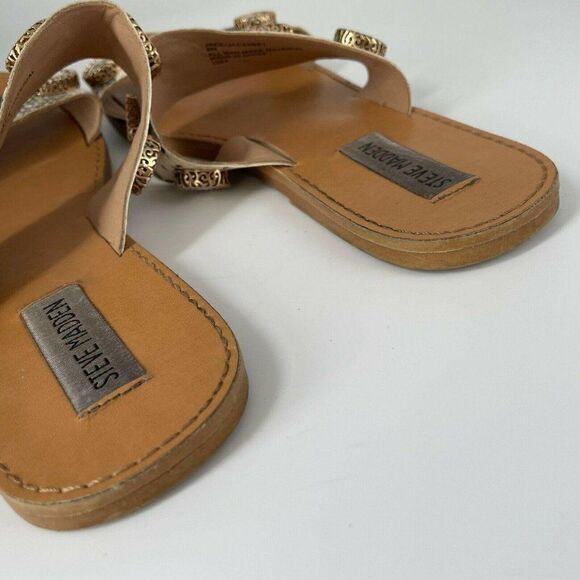 Steve Madden Jace Animal Print Beaded Studs Strappy Slide Sandals Sz 8 Mobwife - Picture 8 of 9